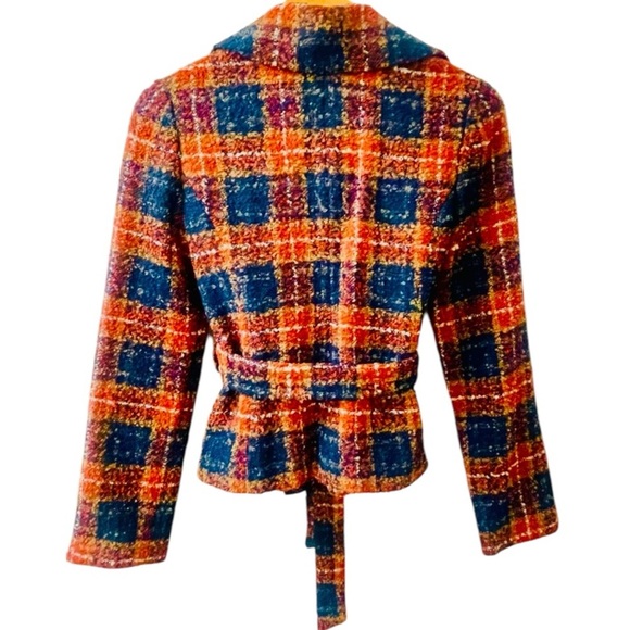 Tabitha Multicolor Boucle Ruffled Wrap Blazer Jacket 2 - Picture 3 of 6